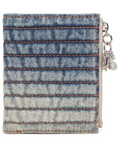DIESEL Bi-fold Zip Leather Walllet - Blue