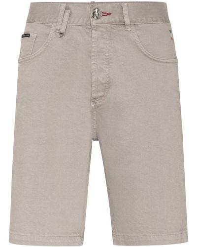 Philipp Plein Jeans-Bermudas mit Logo-Patch - Grau