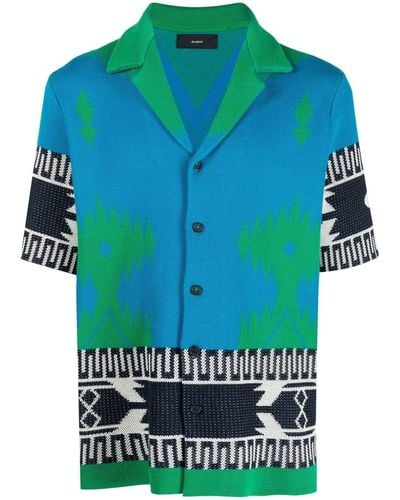Alanui Patterned Intarsia-knit Shirt - Blue