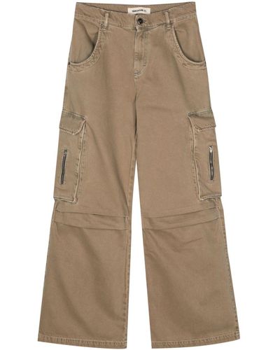 Semicouture Wide-leg Cotton Cargo Jeans - Natural