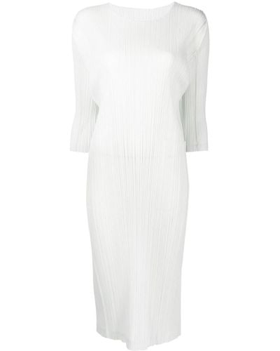 Pleats Please Issey Miyake Pleated Midi Dress - White