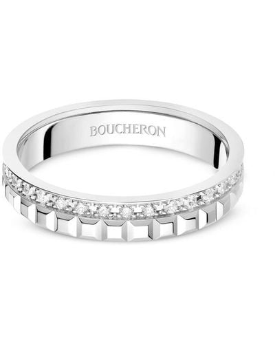 Boucheron 18kt Clou de Paris Weißgold-Ehering mit Diamanten