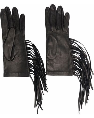Manokhi Handschuhe mit Fransen - Schwarz