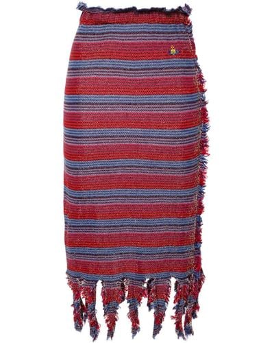 Vivienne Westwood Broken Stitch Striped Knitted Skirt - Red