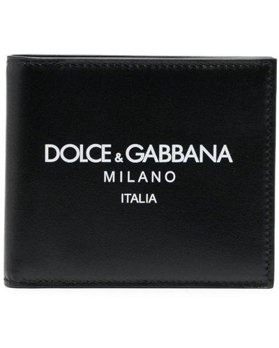 Dolce & Gabbana Portefeuille noir en cuir de veau à logo