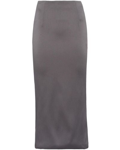 Prada Satin Midi Skirt - Grey