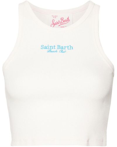 Mc2 Saint Barth Logo-embroidered crop top - Blanco