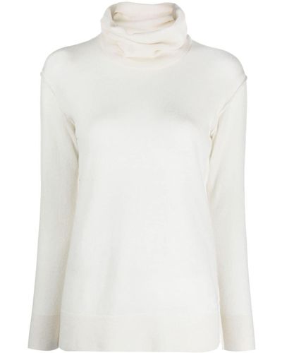 Malo Roll-neck Fine-knitted Sweater - White