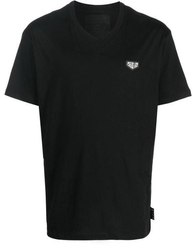 Philipp Plein T-shirt à plaque logo - Noir