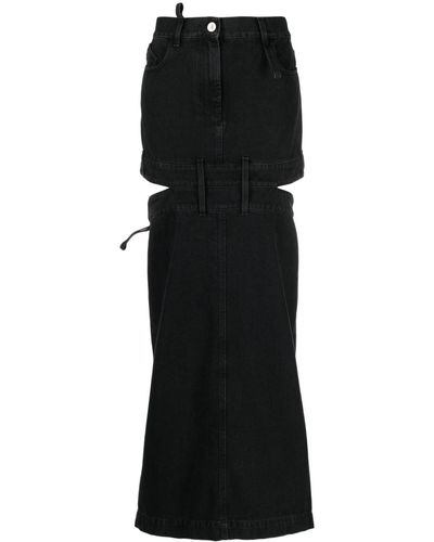 The Attico Gonna denim midi - Nero