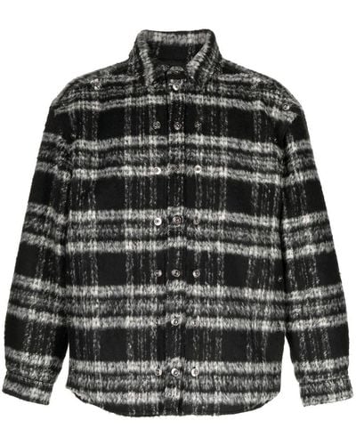 Y. Project Textured Stripe-pattern Shirt Jacket - Black