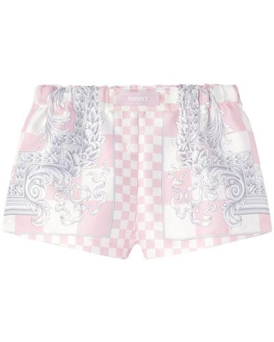 Versace Checkered Print Shorts - Pink