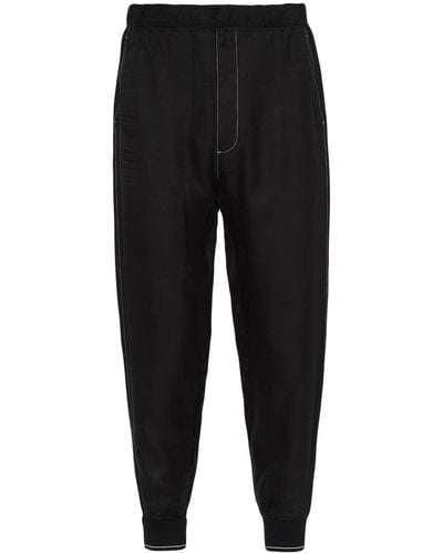 Prada Elasticated-waist Silk Track Trousers - Black