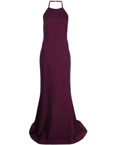 Elie Saab Silk Crepe Halterneck Gown - Purple