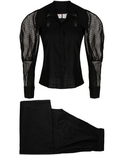 Saiid Kobeisy Point D'spirit Mesh Panelled Trouser Suit - Black
