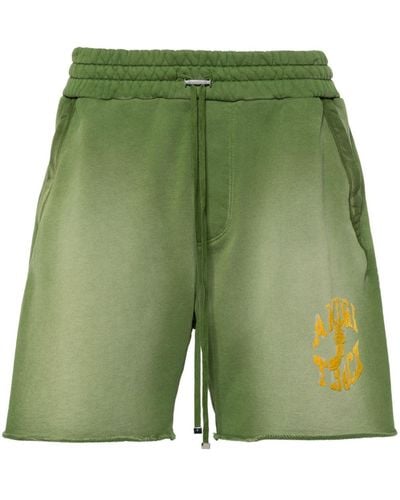 Amiri Logo-embellished Cotton Track Shorts - Green