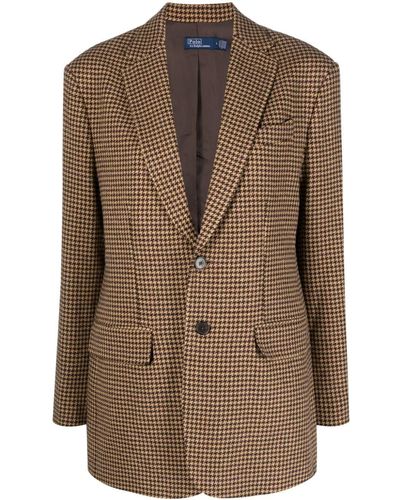 Polo Ralph Lauren Blazer in tweed pied-de-poule - Marrone