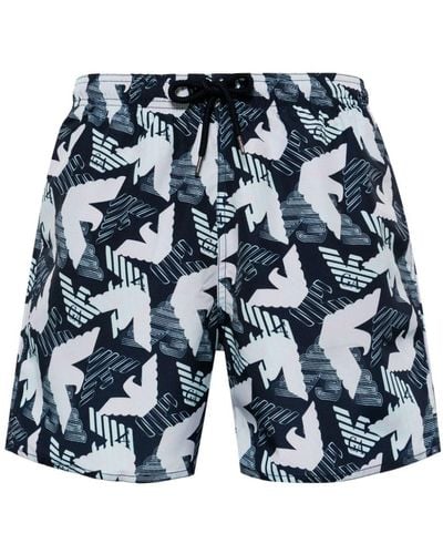 Emporio Armani Badeshorts mit Logo-Print - Blau