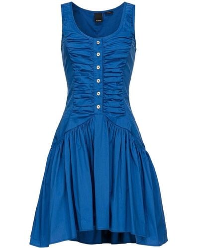 Pinko Ruched Flared Dress - Blue