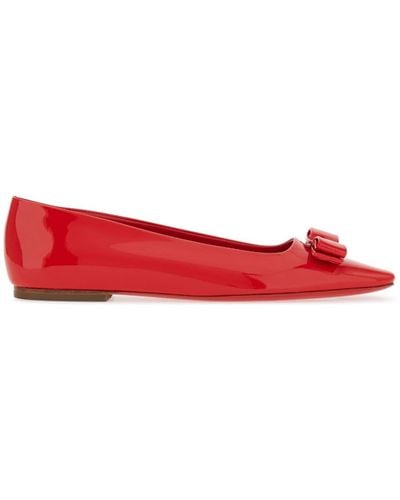 Ferragamo Bailarinas Vara con detalle de lazo - Rojo