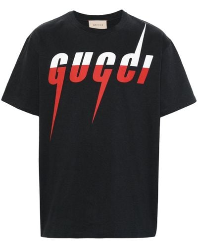 Gucci T-shirt en coton à imprimé logo Blade - Noir