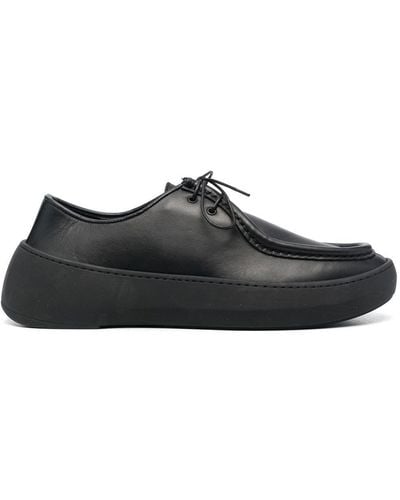 Hevò Murgese Leather Boat Shoes - Black