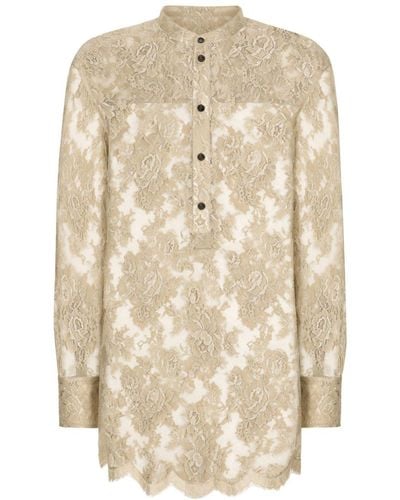 Dolce & Gabbana Overhemd Met Bloemenkant - Naturel