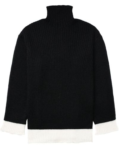 Undercover Two-tone Ribbed-knit Sweater - Black