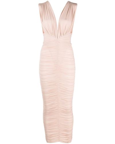 Alex Perry Chance Ruched Midi Dress - Pink