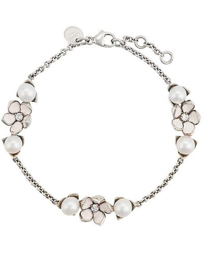 Shaun Leane Bracciale rigido Cherry Blossom con perle e diamanti - Metallizzato