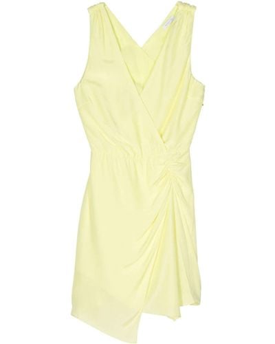 Patrizia Pepe Gathered Asymmetric Mini Dress - Yellow