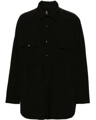Thom Krom Overhemd Met Drukknoop - Zwart