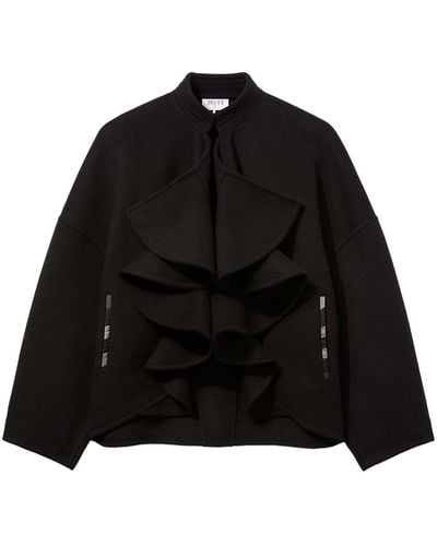 Emilio Pucci Ruffled-placket Wool Jacket - Black