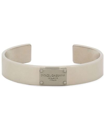 Dolce & Gabbana Logo-plaque Cuff Bracelet - White