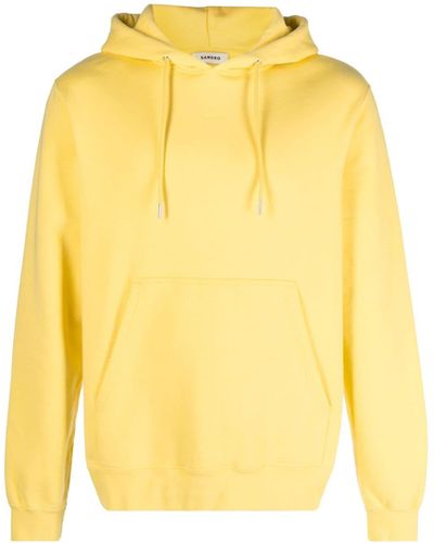 Sandro Logo-embroidered Cotton Hoodie - Yellow