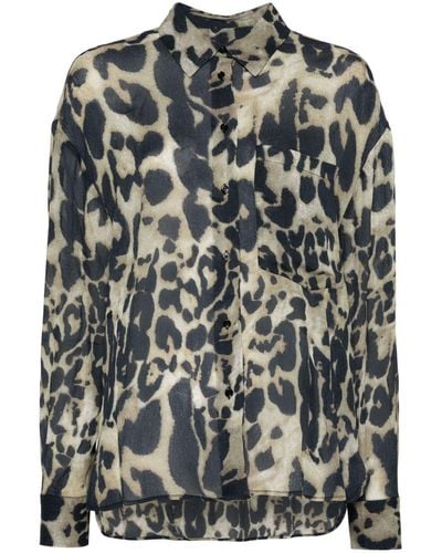 IRO Leopard-print Crepe Shirt - Natural