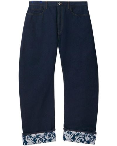 Burberry Wide-Leg-Jeans mit Logo-Patch - Blau
