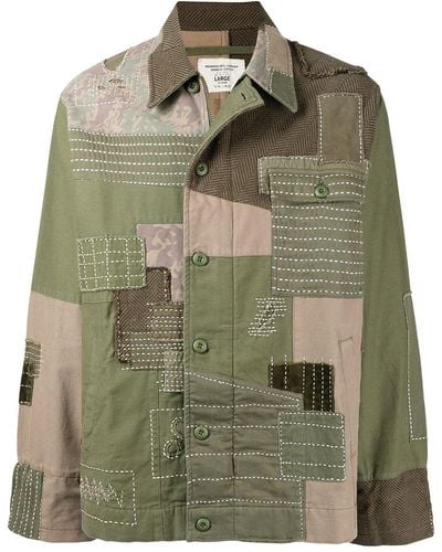 Maharishi Patchwork-detail Cotton Shirt - Green