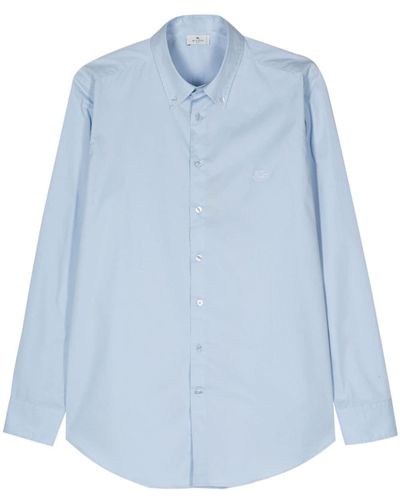 Etro Katoenen Overhemd Met Borduurwerk - Blauw