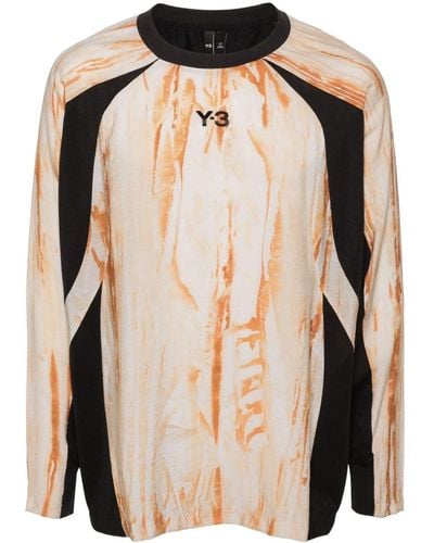 Y-3 T-shirt Met Lange Mouwen En Print - Zwart