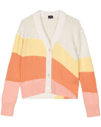PS by Paul Smith Open-knit Striped Cardigan - White