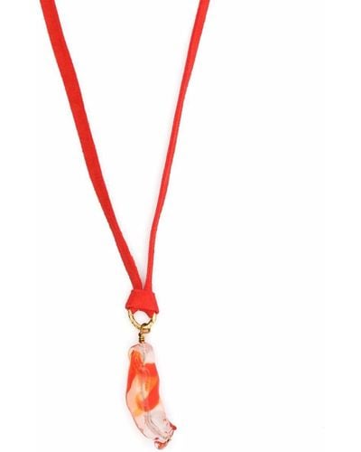 Forte Forte Glass-pendant Suede Necklace - Red