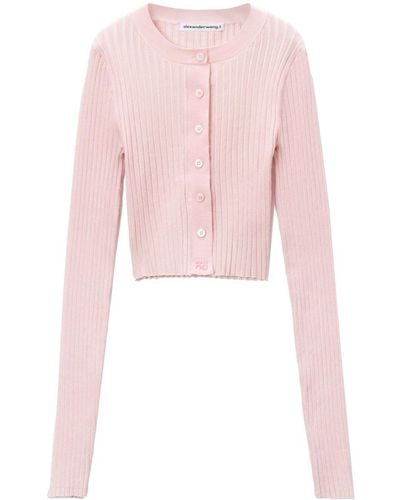 Alexander Wang Ribbed-knit cropped cardigan - Pink