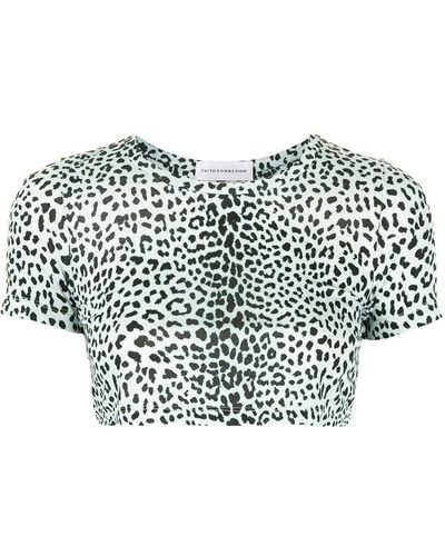 Faith Connexion Camiseta corta con estampado de leopardo - Azul