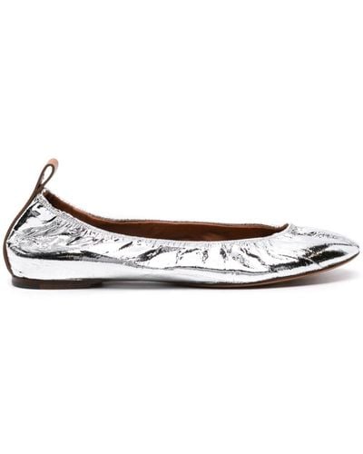 Lanvin Patent-finish Leather Ballerina Shoes - White