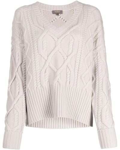 N.Peal Cashmere V-neck Cable-knit Jumper - Pink