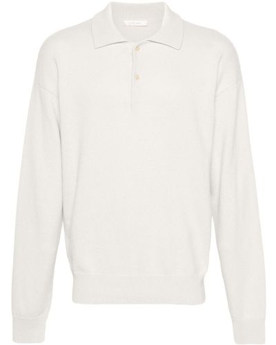 The Row Joyce Long-sleeve Polo Sweater - White