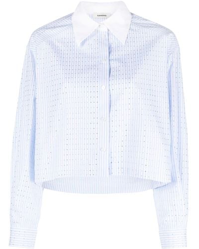 Sandro Crystal-embellished Striped Shirt - White