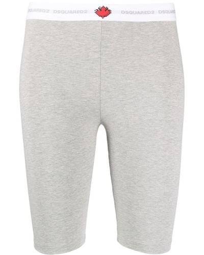 DSquared² Logo-waistband Cotton Shorts - Grey