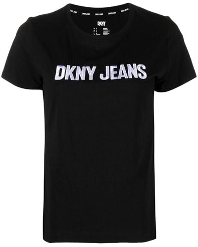 DKNY T-shirt Met Logo-reliëf - Zwart